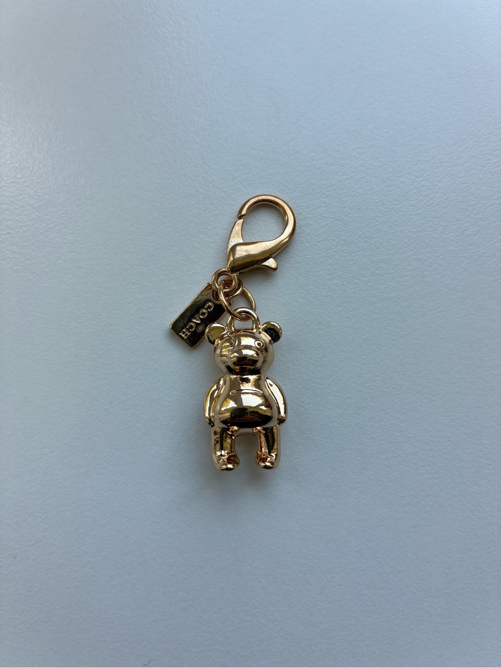 Authentic Coach Gold Mini 3D Teddy Bear Bag Charm Keychain